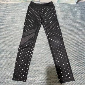 Zella Girl's Black and White Polka Dot Leggings-Size 8/10